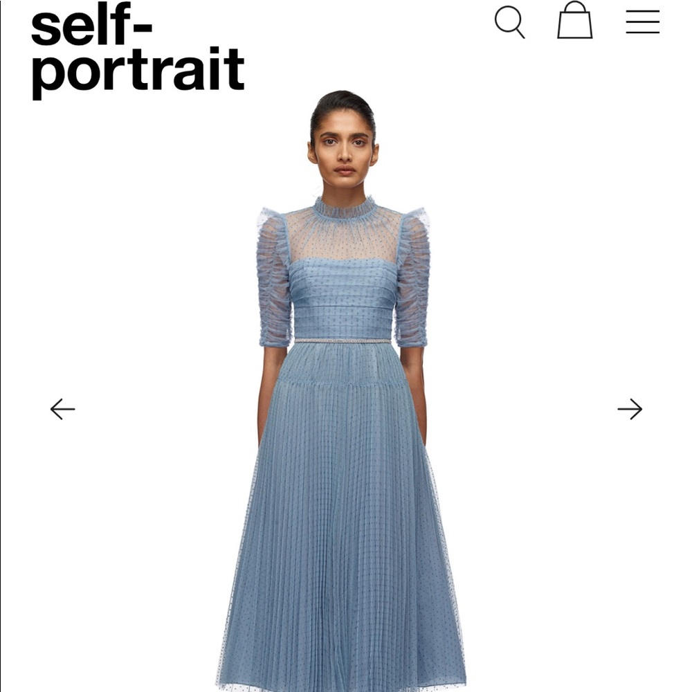 Authentic Self  Portrait Dot Mesh Trim MIDI dress. US 8.Unworn. With Tags